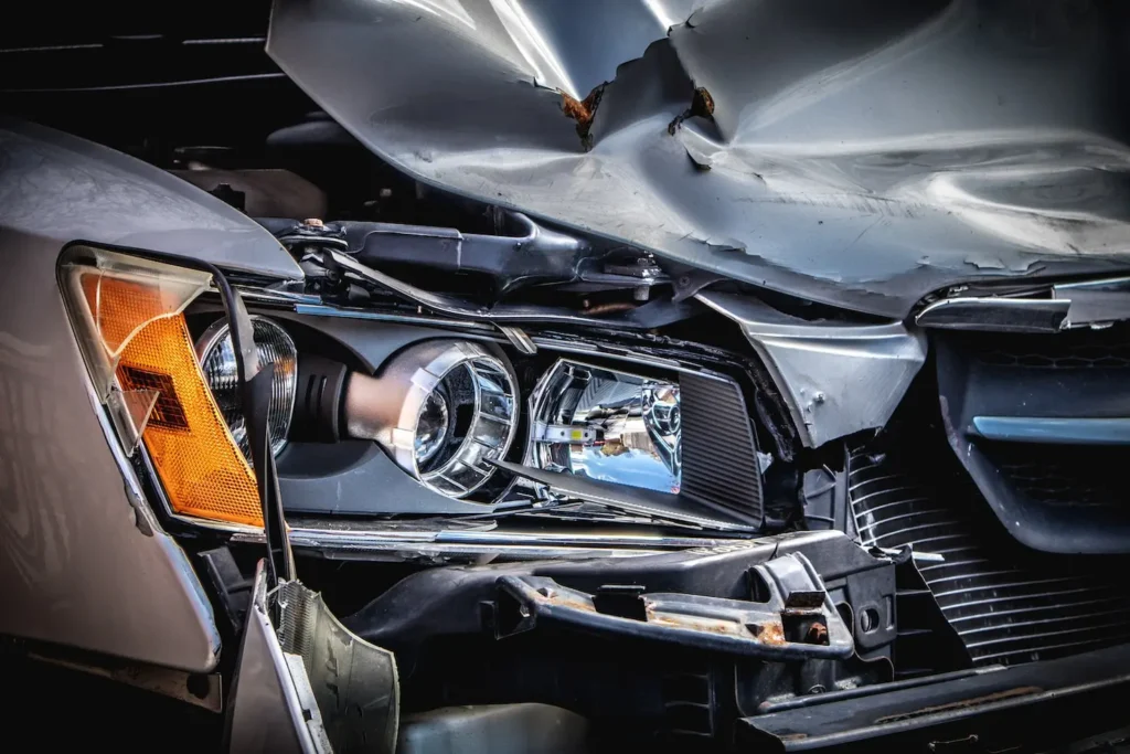 car accident smashed headlight